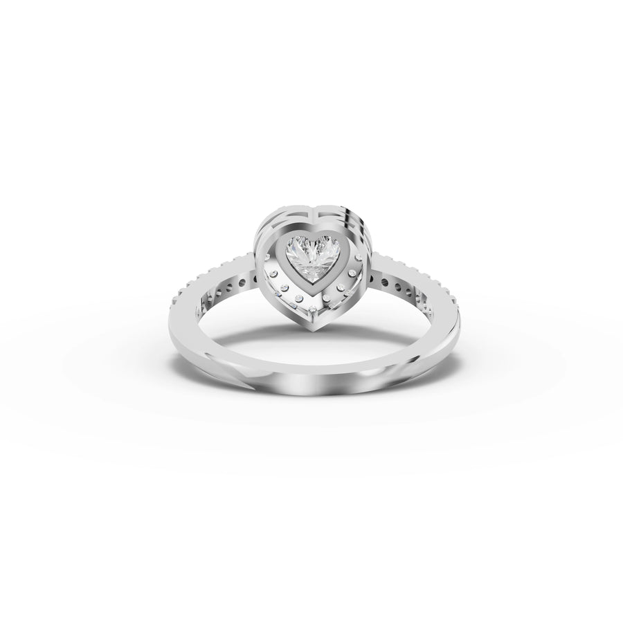 0.84 CT Heart Halo Pavé Lab Grown Diamond Band Ring in white gold, view 3