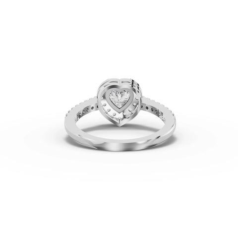0.84 CT Heart Halo Pavé Lab Grown Diamond Band Ring in white gold, view 3