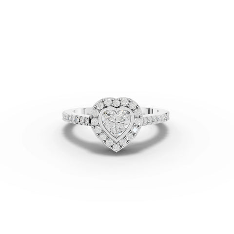 0.84 CT Heart Halo Pavé Lab Grown Diamond Band Ring in white gold