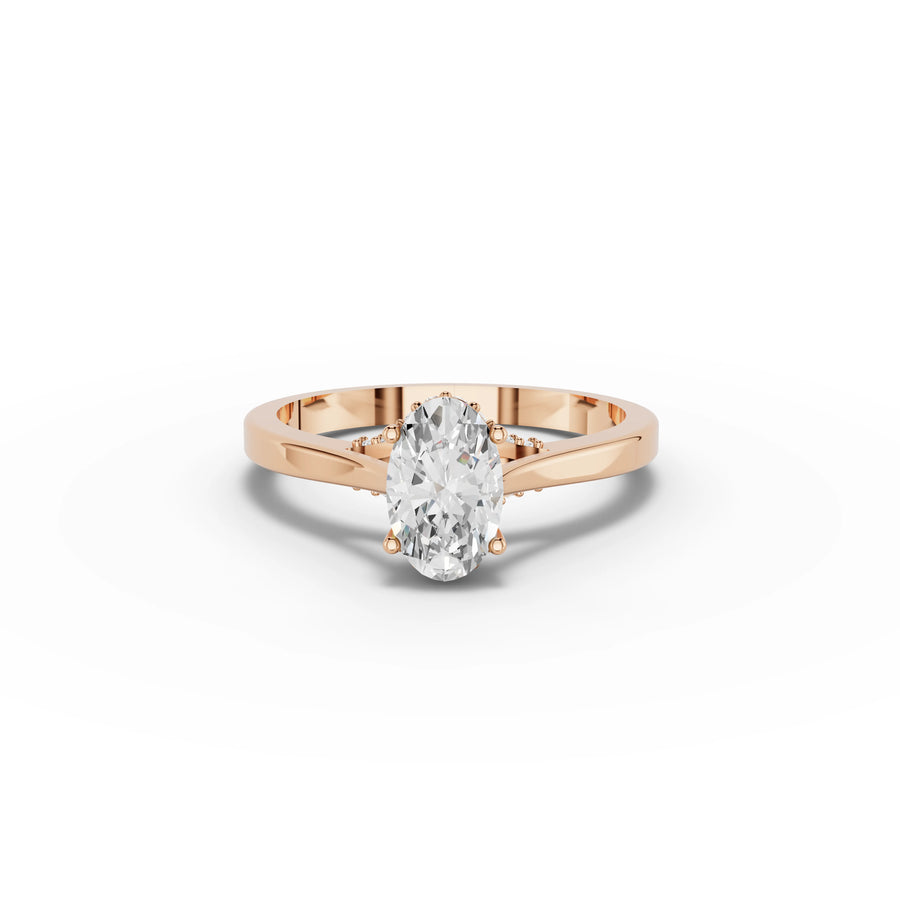 0.86 CT Oval Hidden Halo Lab Grown Diamond Ring in rose gold