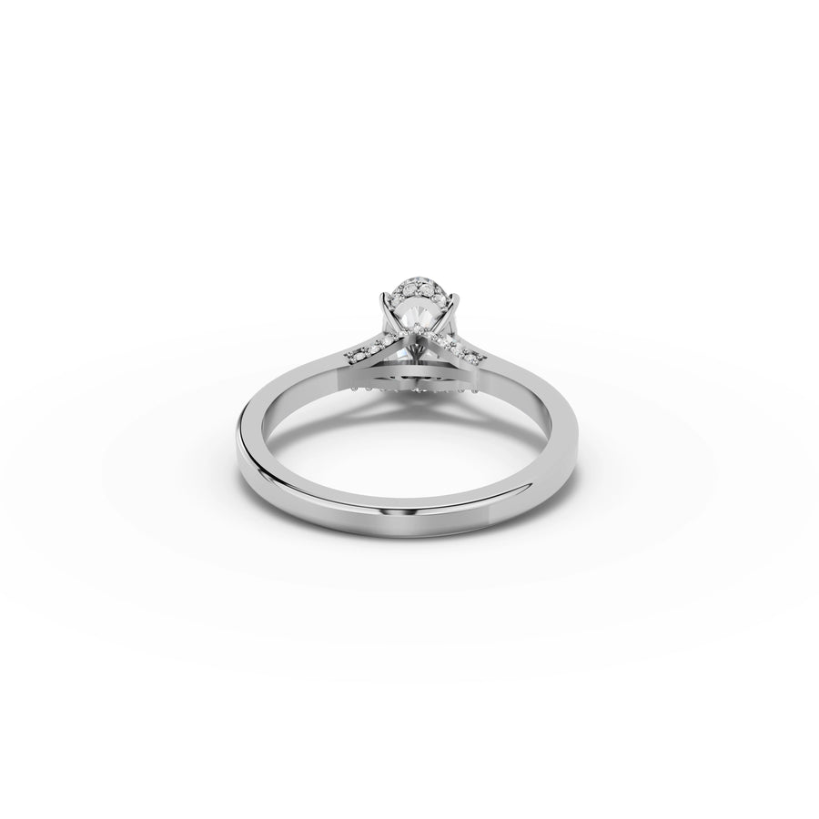 0.86 CT Oval Hidden Halo Lab Grown Diamond Ring in white gold, view 2