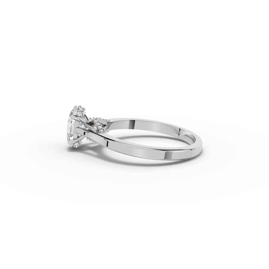 0.86 CT Oval Hidden Halo Lab Grown Diamond Ring in white gold