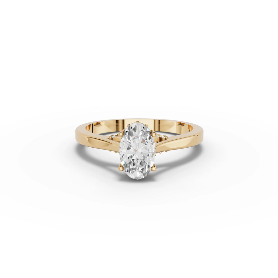 0.86 CT Oval Hidden Halo Lab Grown Diamond Ring in yellow gold
