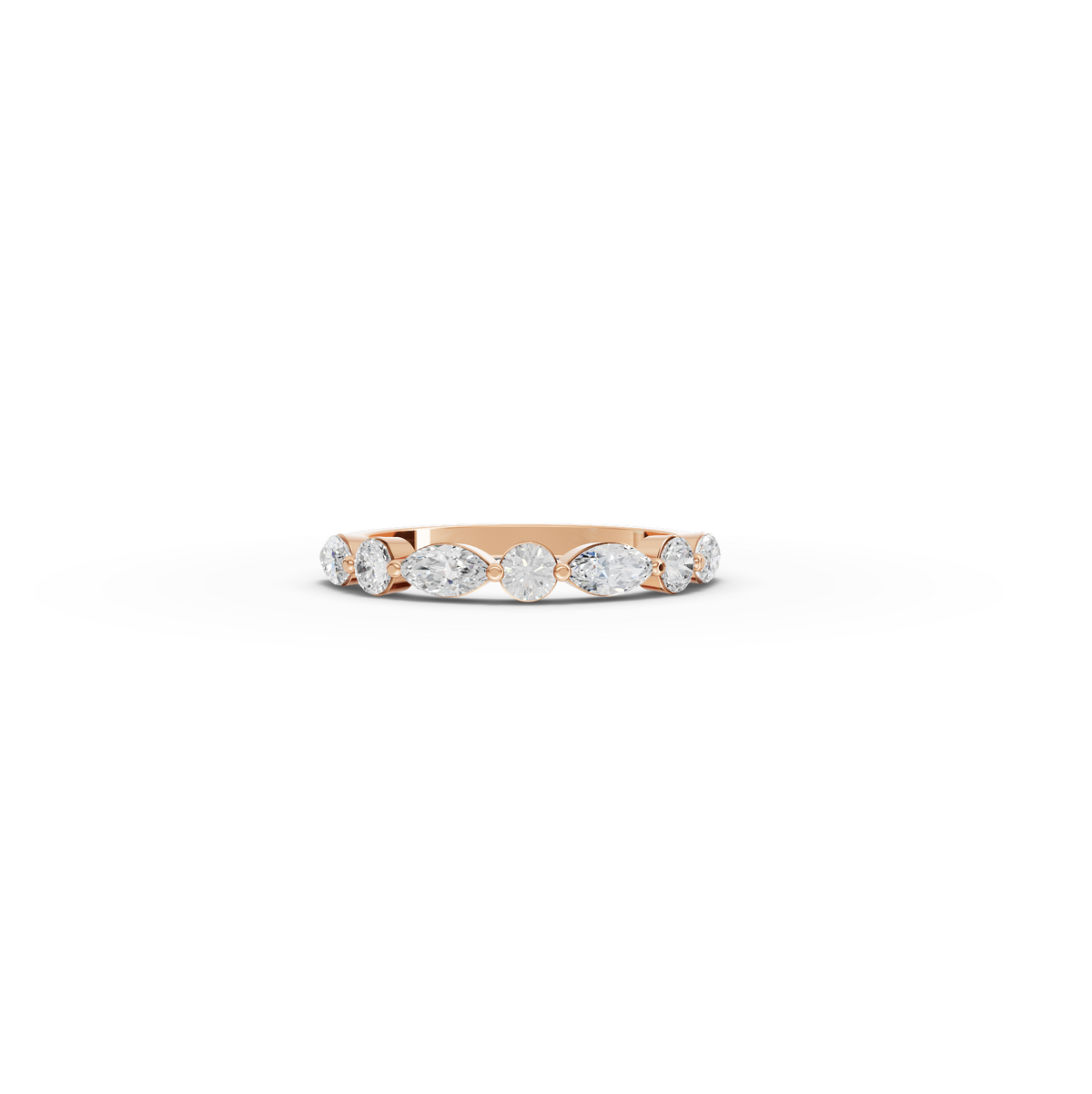 0.89 CT Marquise and Round Lab Diamond Half Eternity Band in rose gold