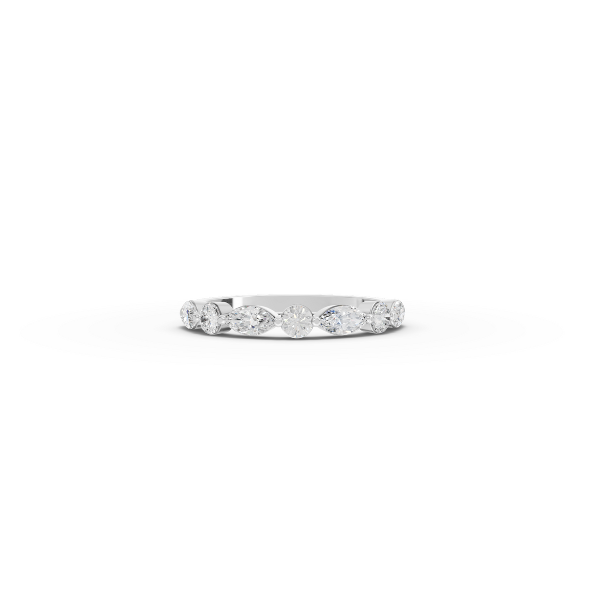0.89 CT Marquise and Round Lab Diamond Half Eternity Band in white gold