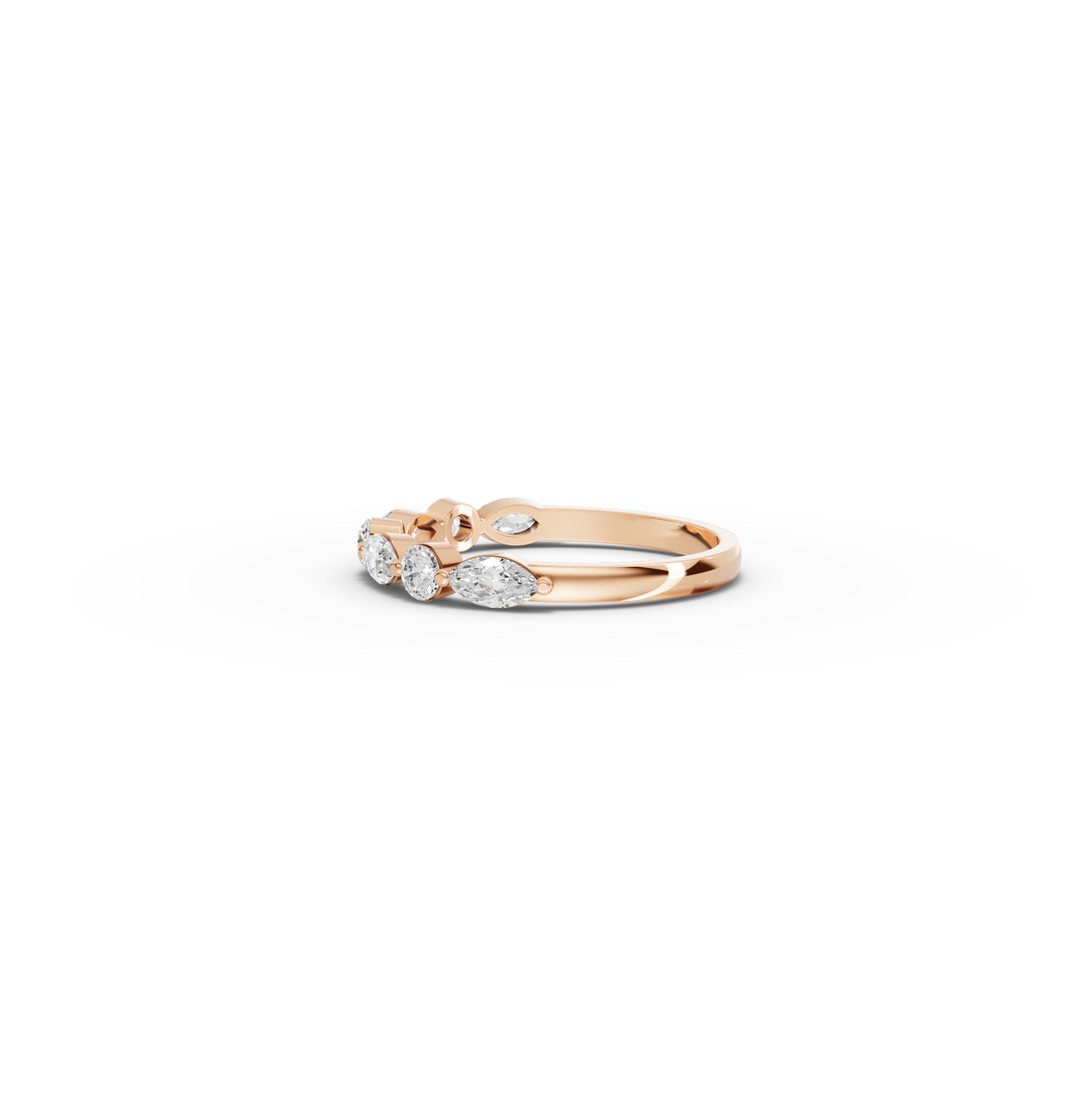 0.89 CT Marquise and Round Lab Diamond Half Eternity Band, view 5