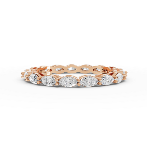0.89 CT Marquise Basket Set Full Eternity Lab Grown Diamond Ring in rose gold