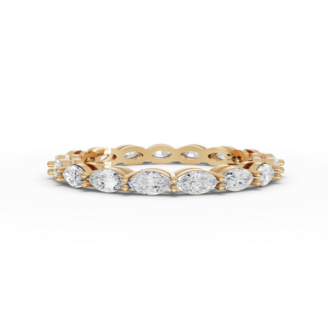 0.89 CT Marquise Basket Set Full Eternity Lab Grown Diamond Ring in yellow gold