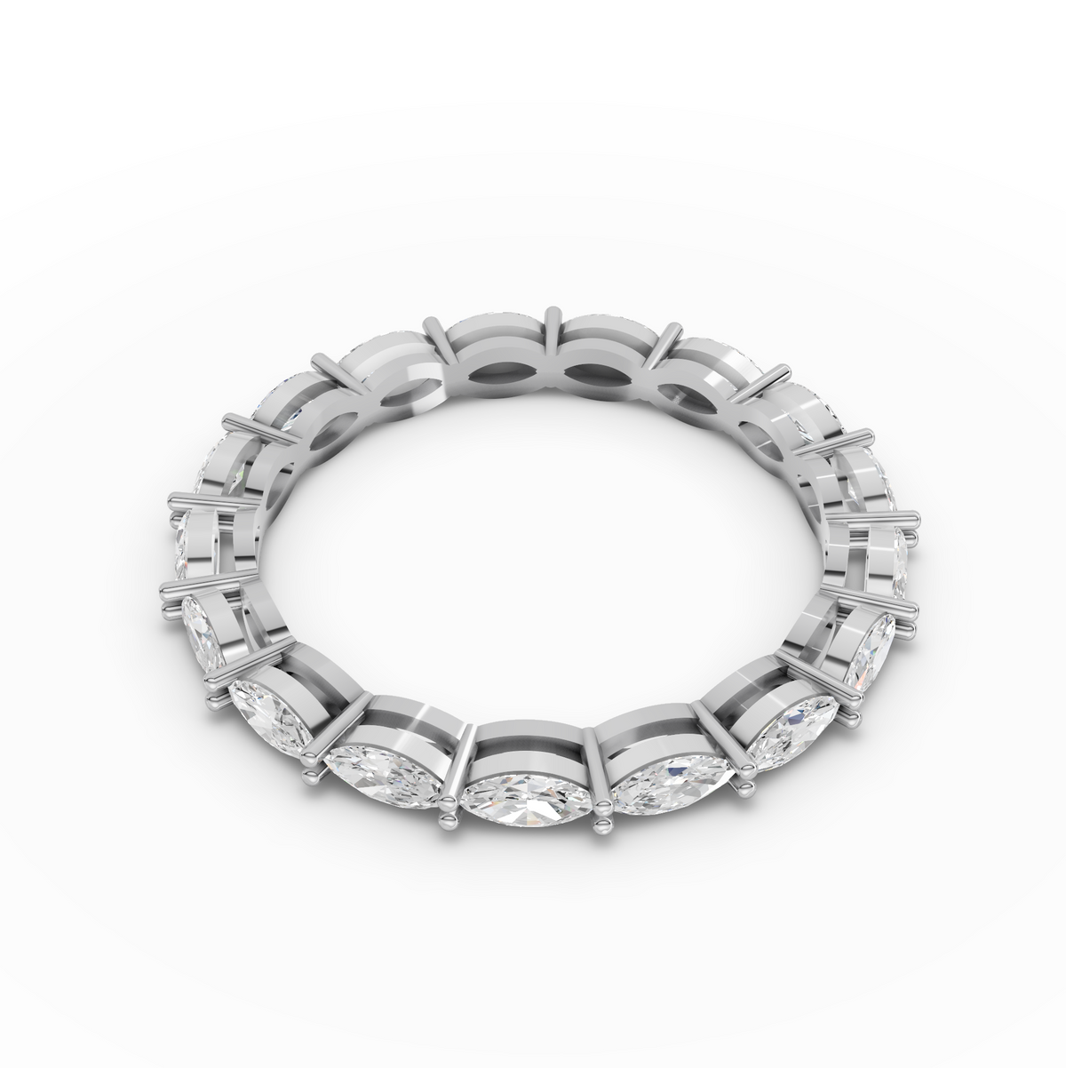 0.89 CT Marquise Basket Set Full Eternity Lab Grown Diamond Ring