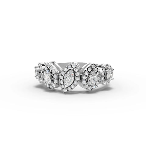 0.91 ct marquise cluster lab diamond ring with half eternity band and vintage-inspired statement design