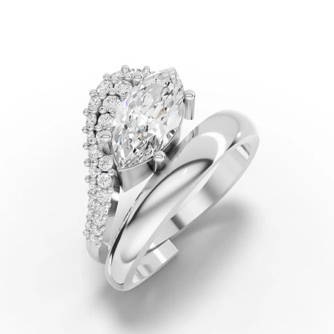 Marquise swirl ring white gold angle