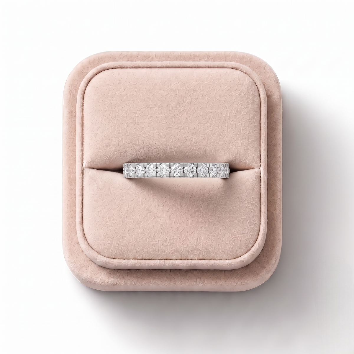 0.91 CT Round Lab Grown Diamond Half Eternity Band in white gold, on a white background
