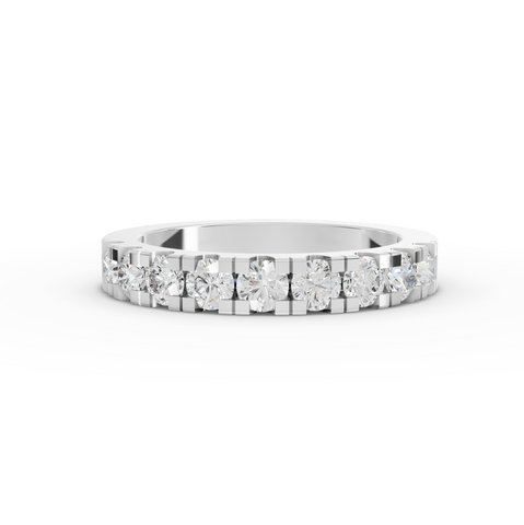 Elara 0.91 ct round lab grown diamond half eternity band with sparkling shared-set diamonds