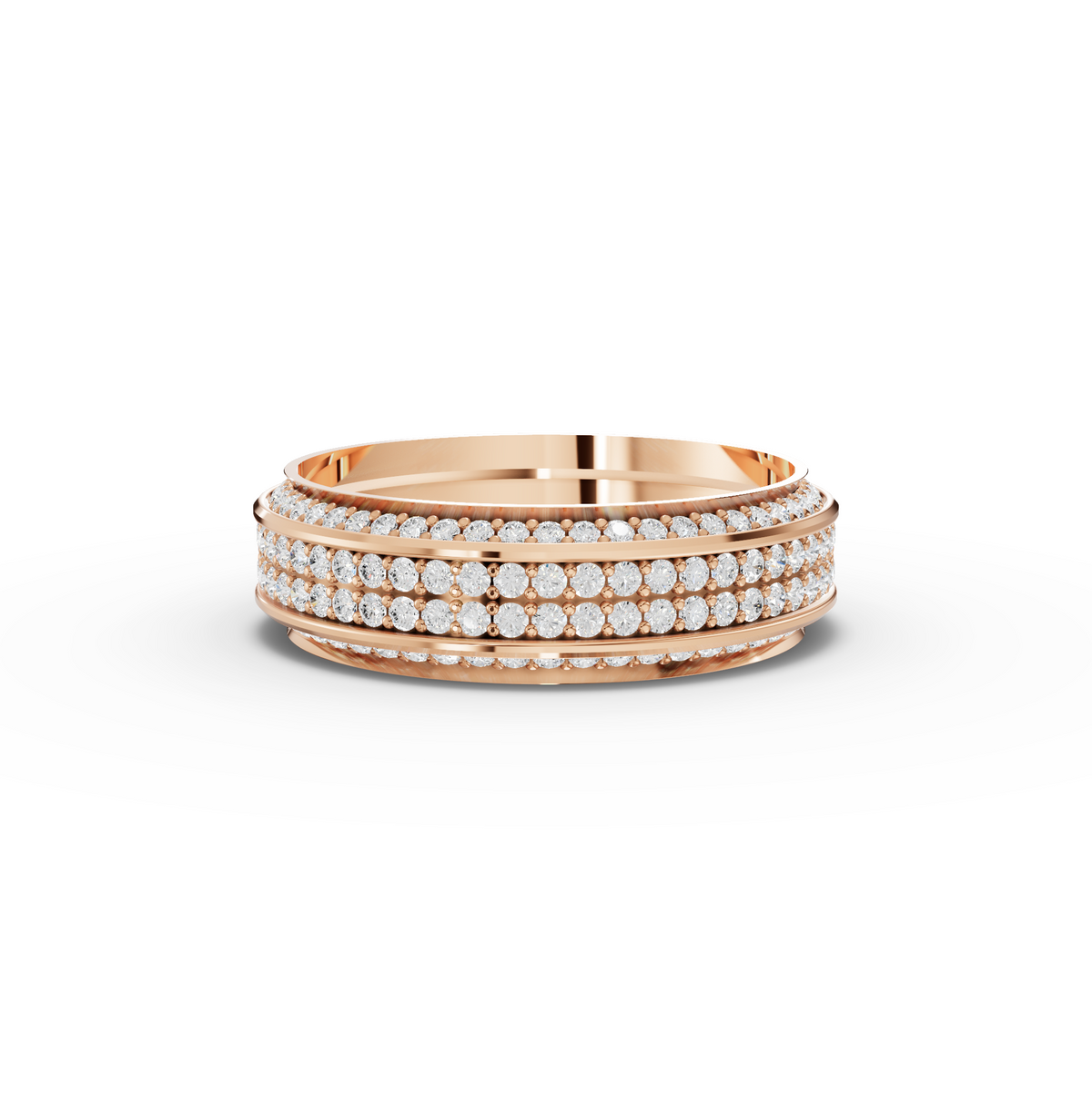 0.91 CT Triple Row Lab Grown Diamond Wedding Band in rose gold