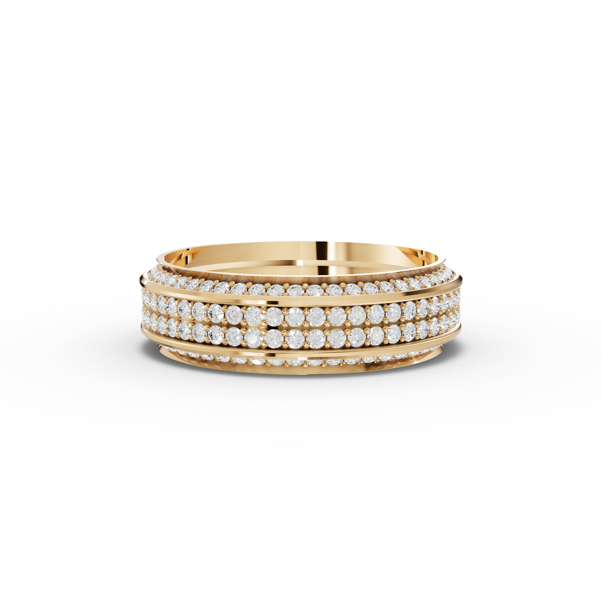 0.91 CT Triple Row Lab Grown Diamond Wedding Band in yellow gold