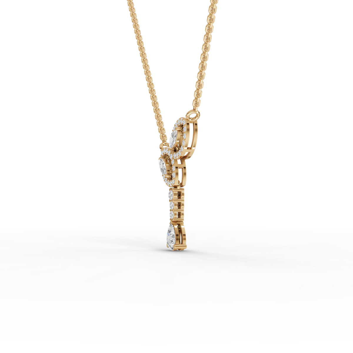 0.92 CT Marquise Halo Lab Grown Diamond Pendant, view 3