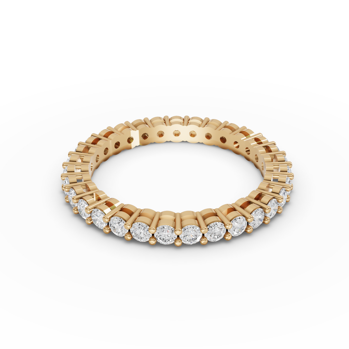 0.93 CT Round Shared-Prong Full Eternity Lab Grown Diamond Ring, view 3