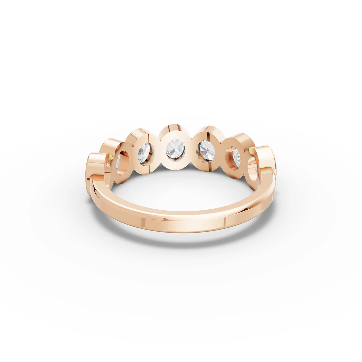 0.95 CT Oval Bezel Half Eternity Lab Grown Diamond Ring in rose gold, view 3