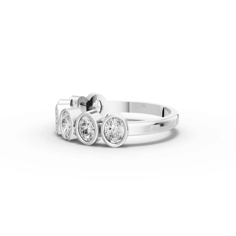 0.95 CT Oval Bezel Half Eternity Lab Grown Diamond Ring in white gold, view 2