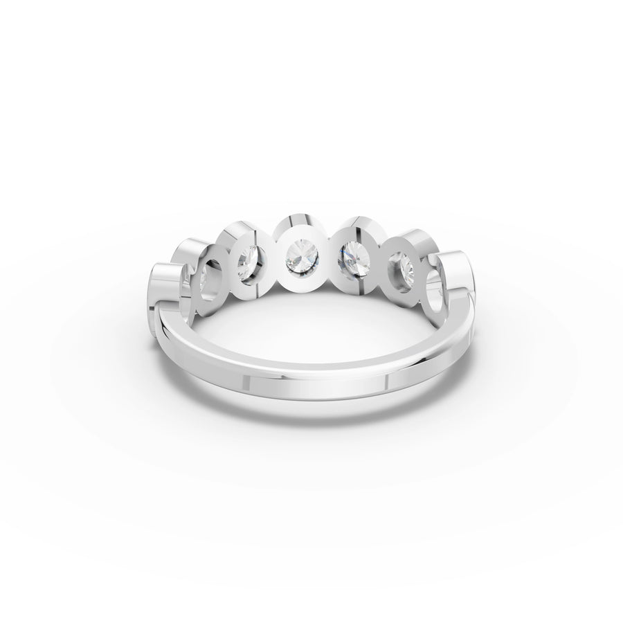 0.95 CT Oval Bezel Half Eternity Lab Grown Diamond Ring in white gold, view 3