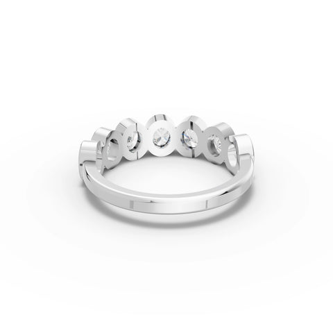 0.95 CT Oval Bezel Half Eternity Lab Grown Diamond Ring in white gold, view 3