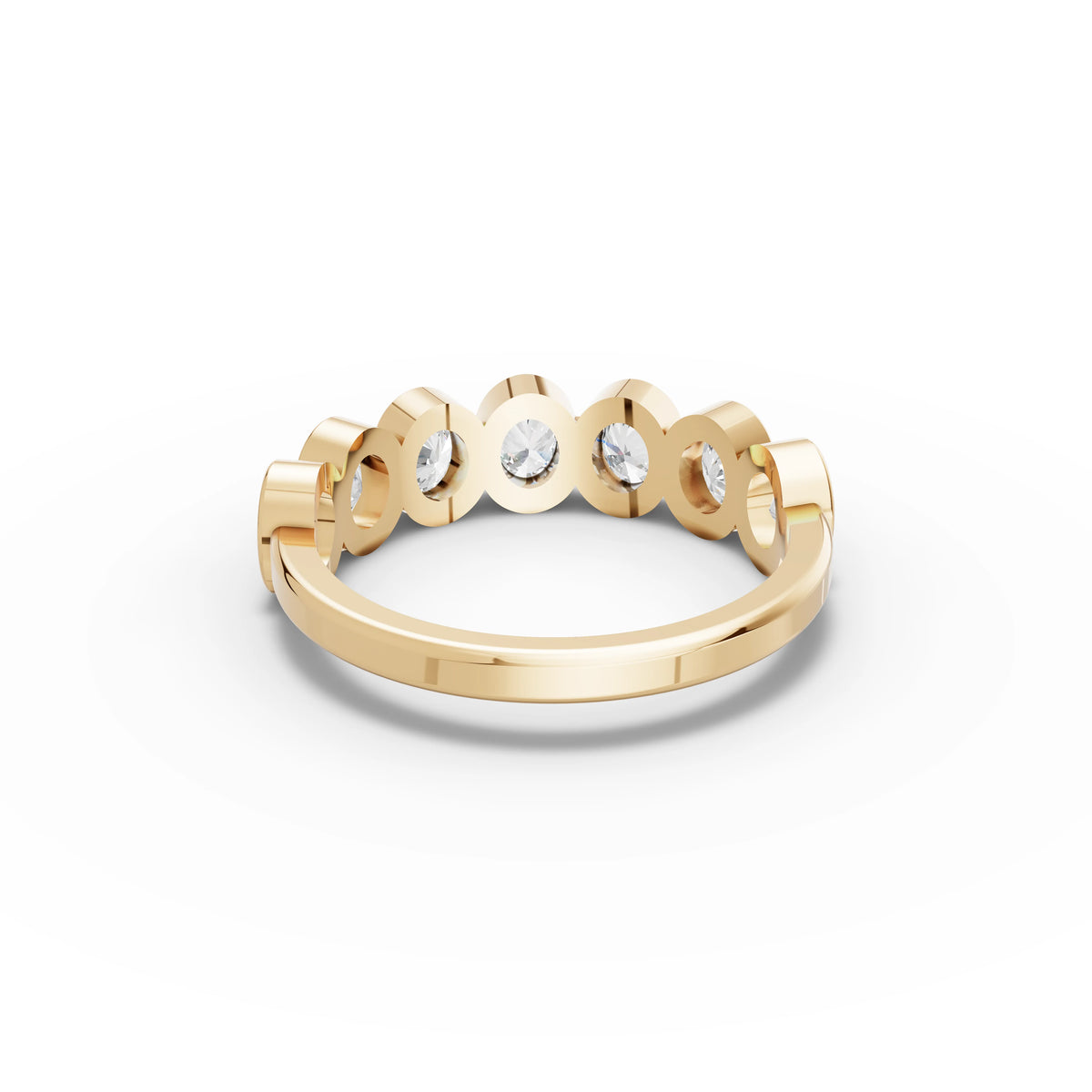 0.95 CT Oval Bezel Half Eternity Lab Grown Diamond Ring in yellow gold, view 3