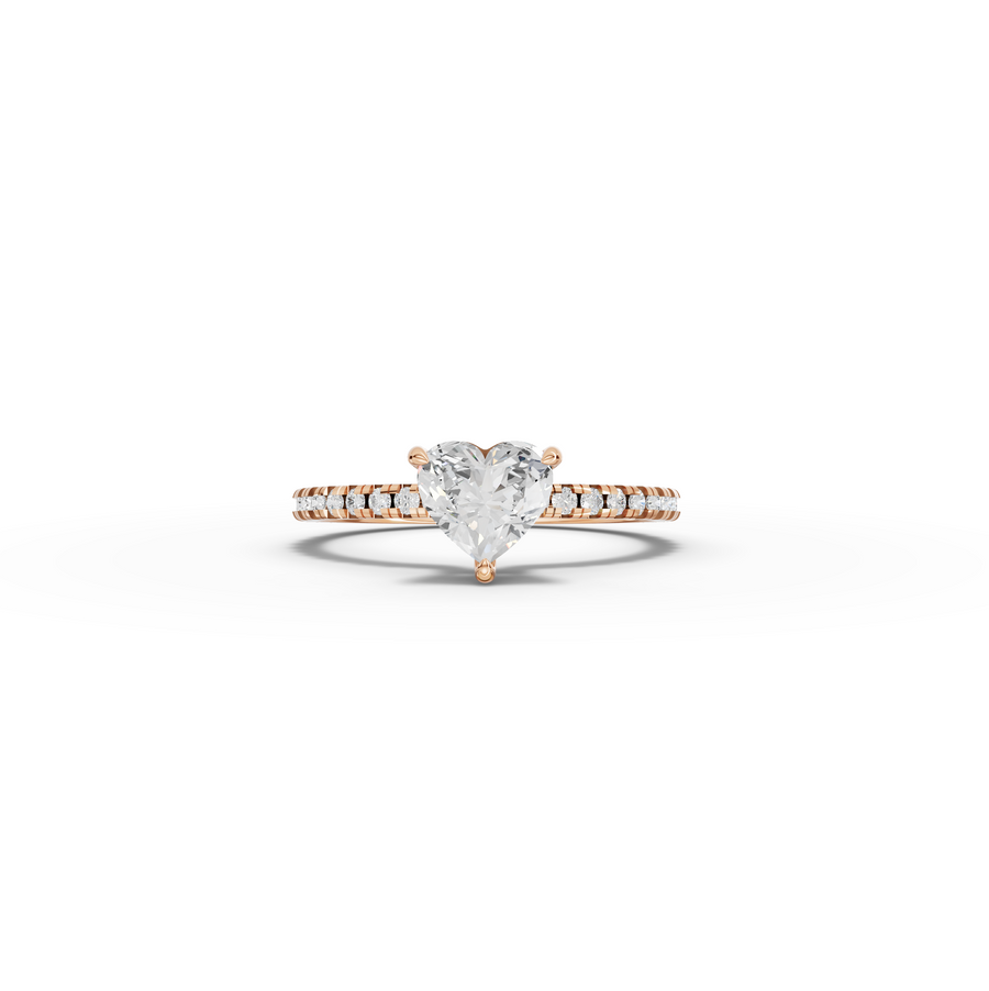 0.98 CT Heart Hidden Halo Pavé Lab Grown Diamond Ring, view 7