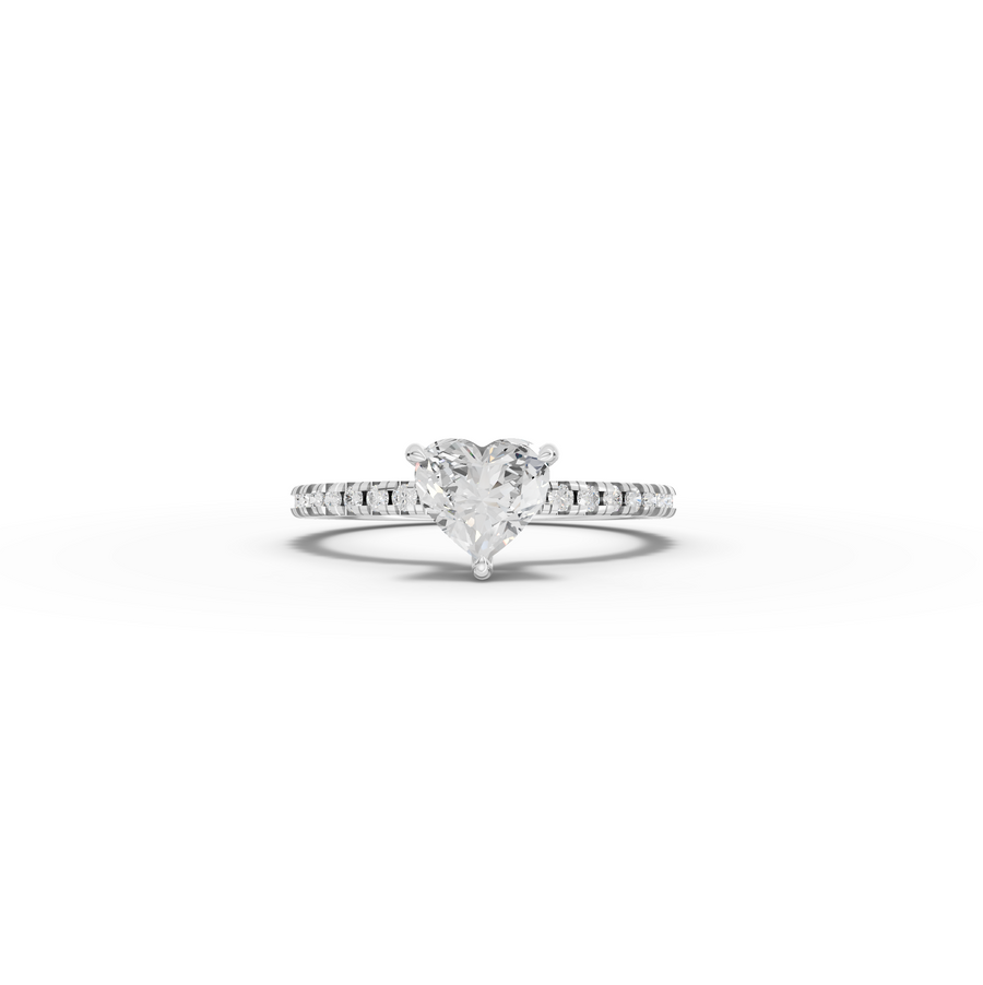 0.98 CT Heart Hidden Halo Pavé Lab Grown Diamond Ring