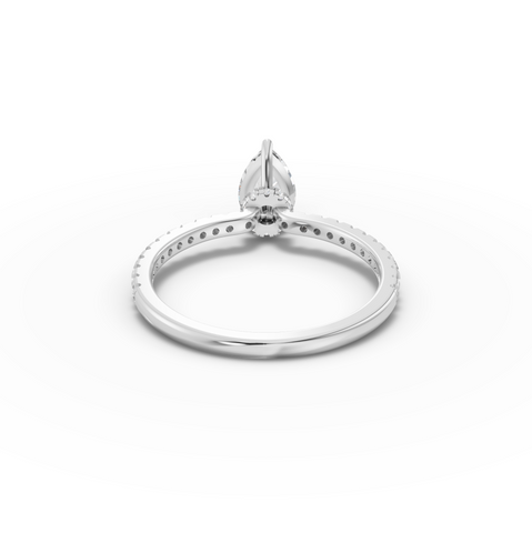 0.98 CT Pear Hidden Halo Pavé Lab Grown Diamond Ring, view 2