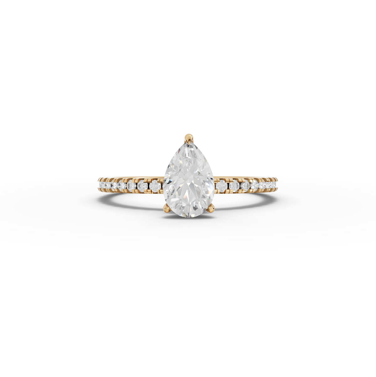 0.98 CT Pear Hidden Halo Pavé Lab Grown Diamond Ring, view 4