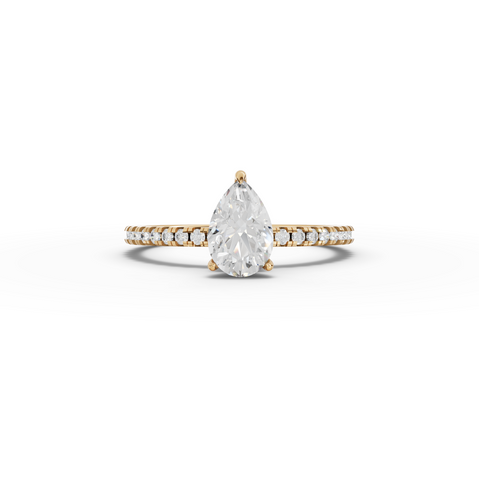 0.98 CT Pear Hidden Halo Pavé Lab Grown Diamond Ring, view 4