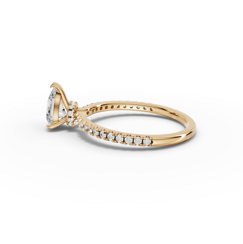 0.98 CT Pear Hidden Halo Pavé Lab Grown Diamond Ring, view 5