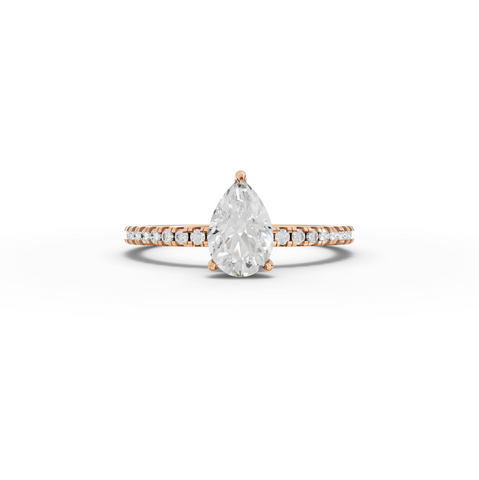 0.98 CT Pear Hidden Halo Pavé Lab Grown Diamond Ring, view 7