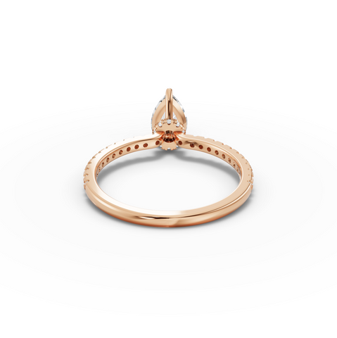 0.98 CT Pear Hidden Halo Pavé Lab Grown Diamond Ring, view 9