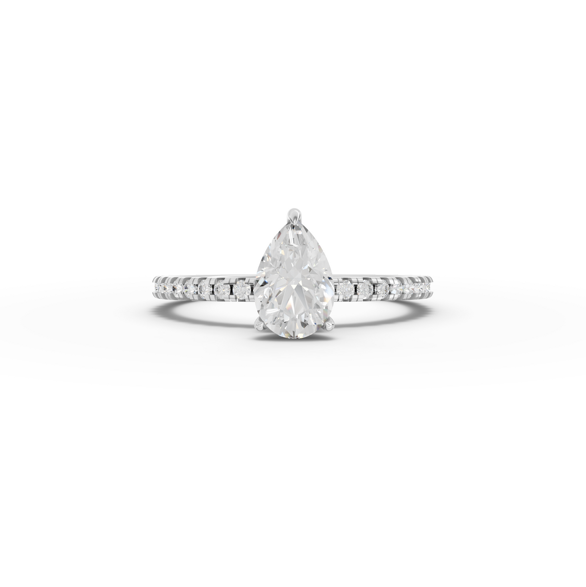 0.98 CT Pear Hidden Halo Pavé Lab Grown Diamond Ring