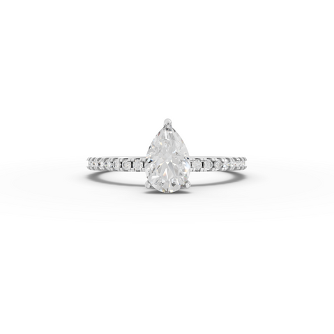0.98 CT Pear Hidden Halo Pavé Lab Grown Diamond Ring
