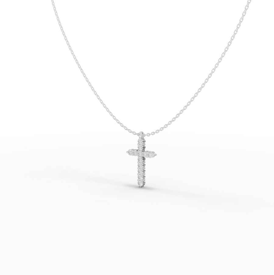 0.99 CT Classic Round Lab Grown Diamond Cross Necklace