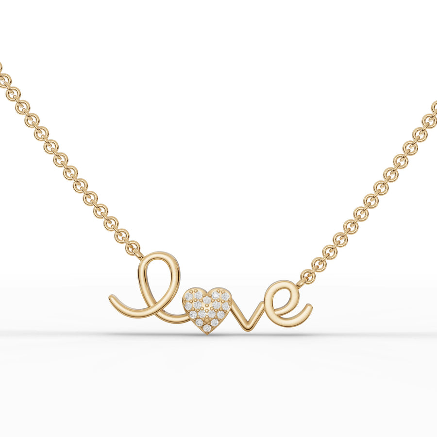 Yellow gold love inscription pendant
