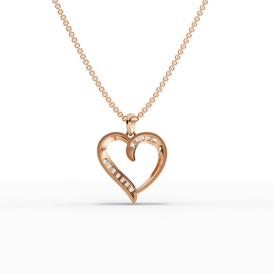 Open heart lab-grown pendant rose gold close-up