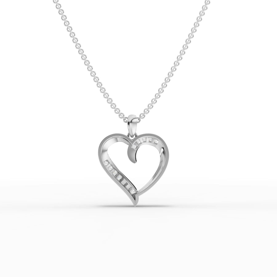 Open heart lab-grown pendant white gold close-up