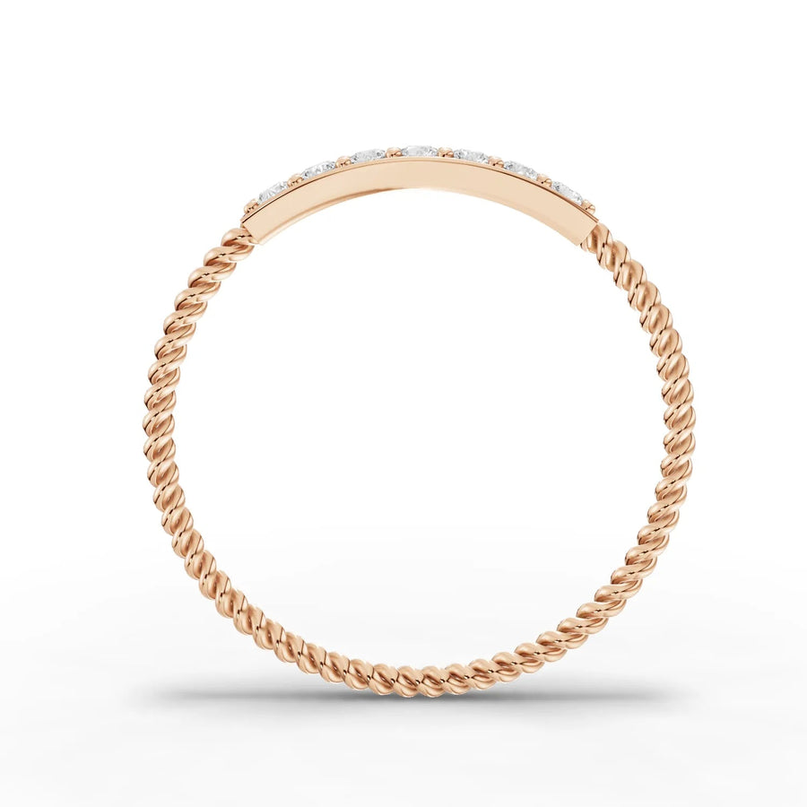 Bar-set round diamonds rose gold close-up