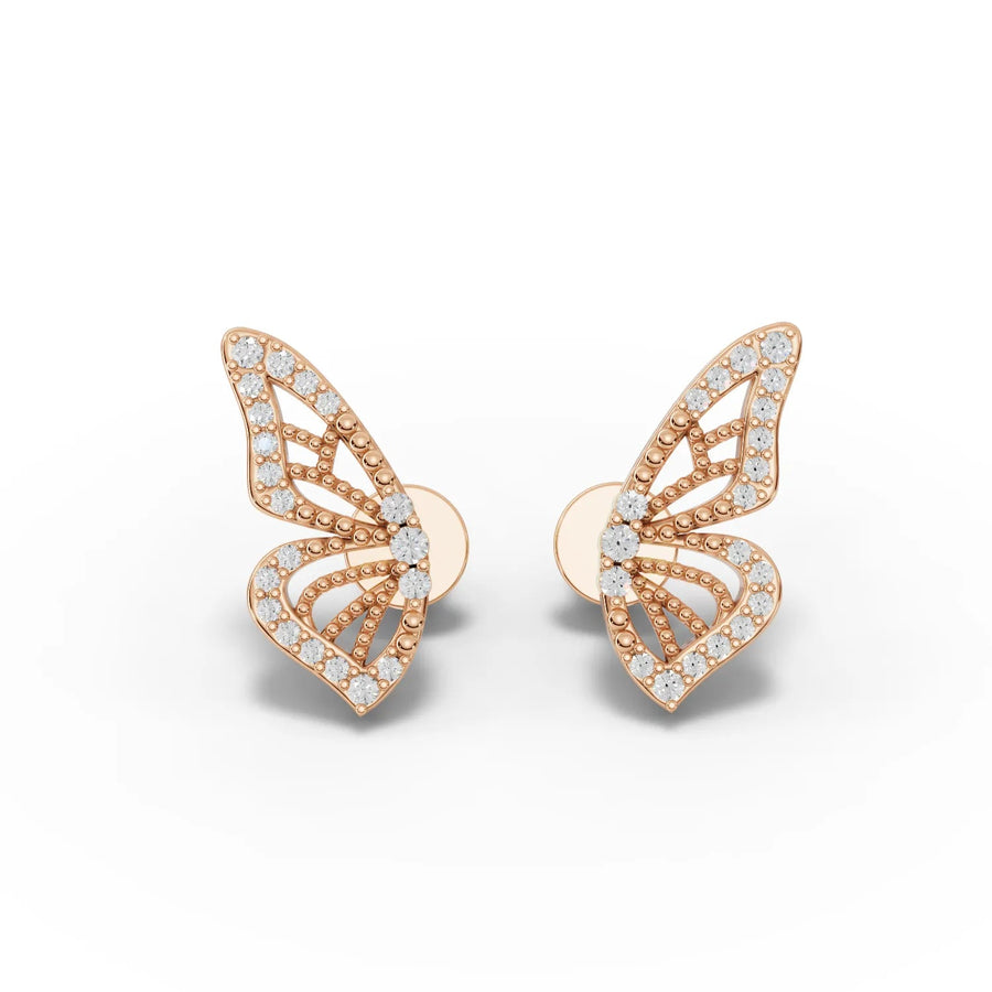 Rose gold butterfly lattice earrings