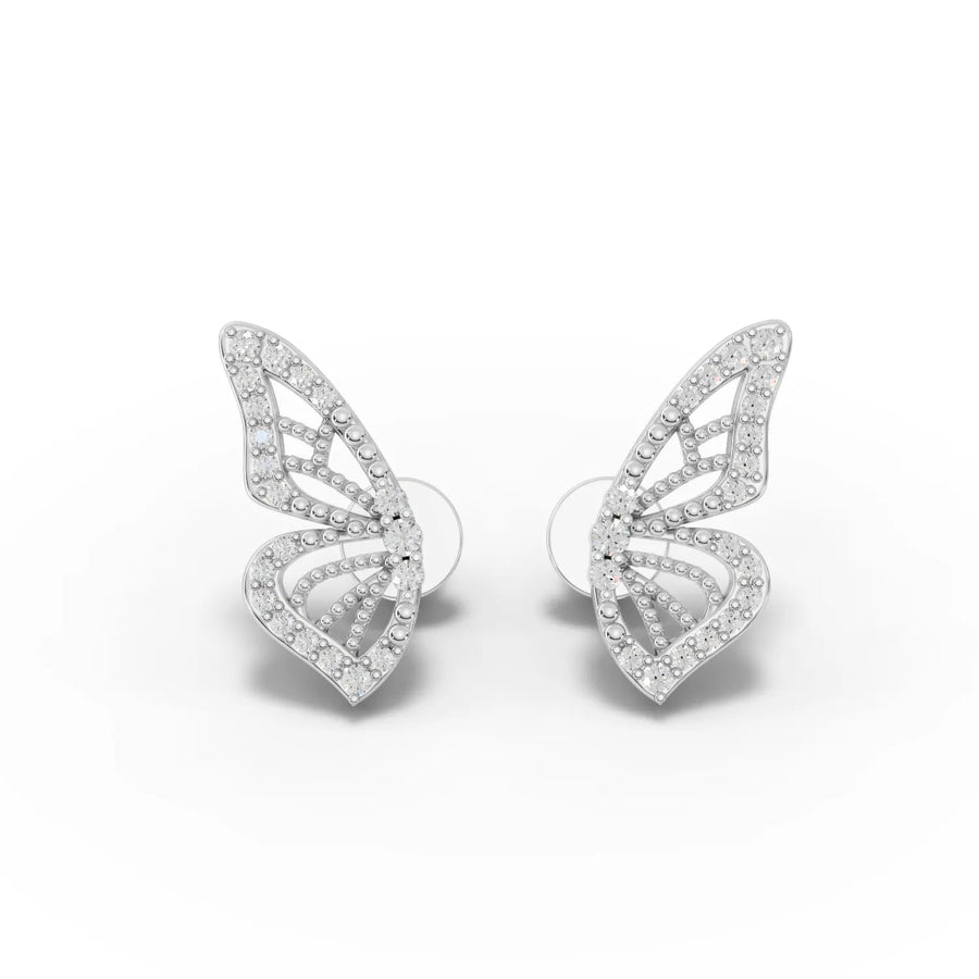 0.15 CT butterfly lattice lab grown diamond earrings in 18K gold with round stones and screw backs
