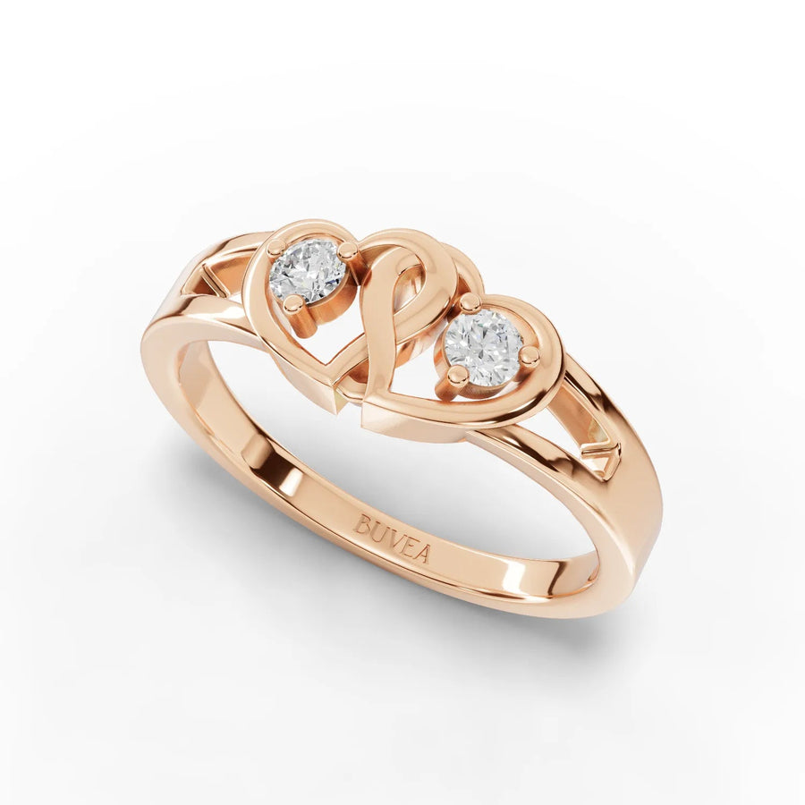 Prong-set round diamond rose gold close-up