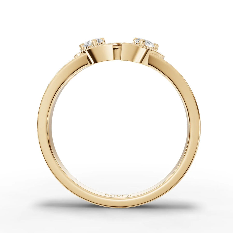 Interlinked heart ring yellow gold angled profile
