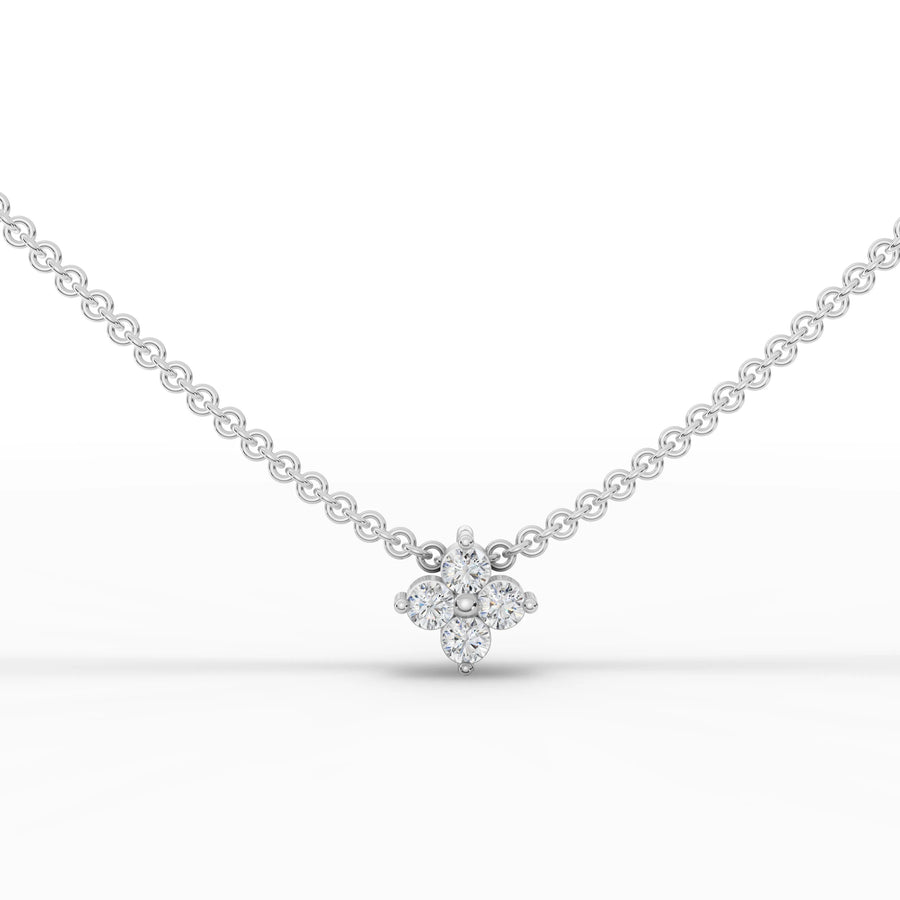 0.14 CT four-stone floral lab grown diamond pendant in 18k gold with round brilliant cluster setting