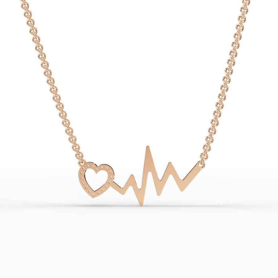 Heartbeat lab-grown pendant rose gold close-up
