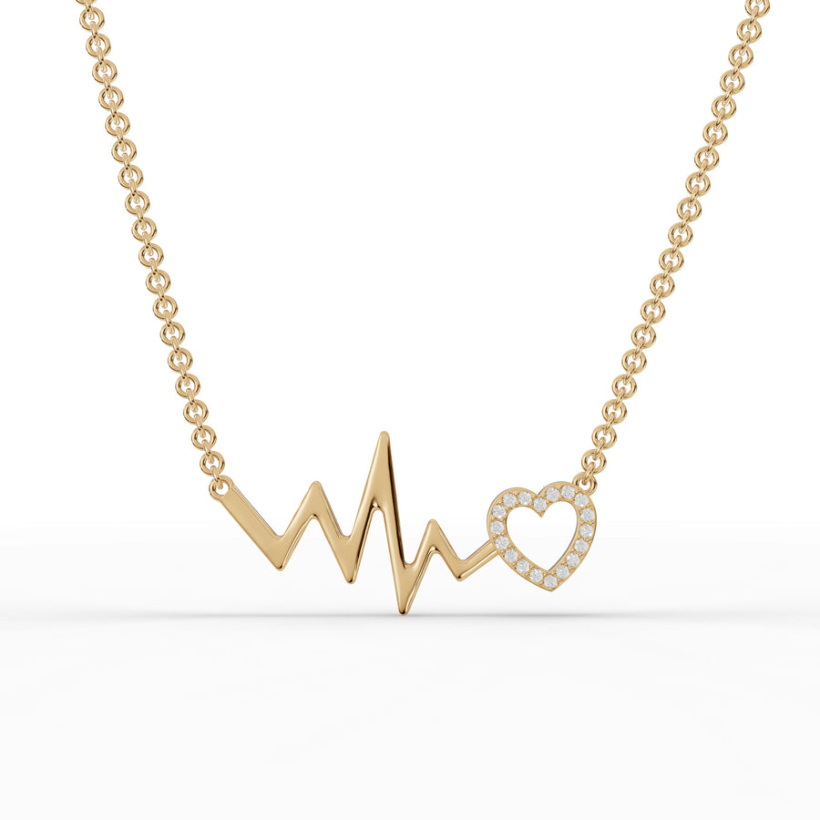 0.35 CT heartbeat heart lab-grown diamond pendant yellow gold front