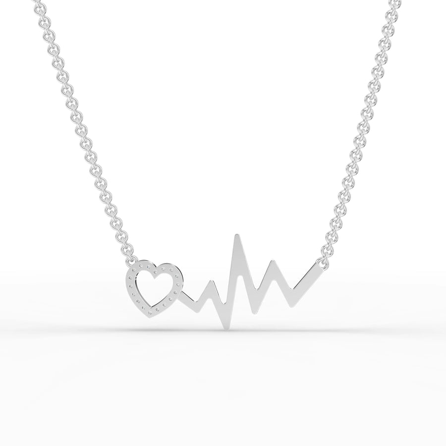 Heartbeat lab-grown pendant white gold close-up