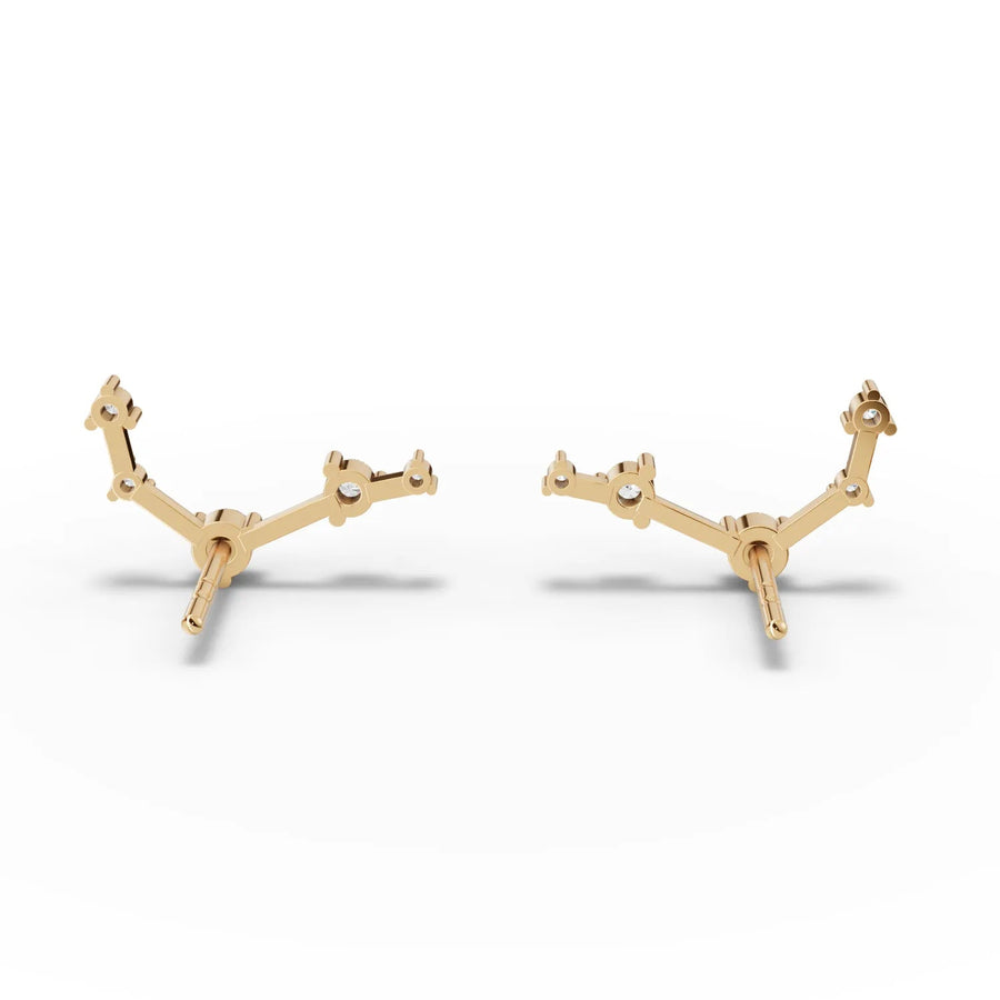 Rose gold Aries constellation earring profile